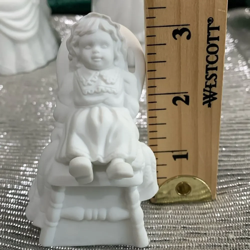 Department 56 Winter Silhouette White Porcelain‎ Figures Christmas Tea Set Of 3